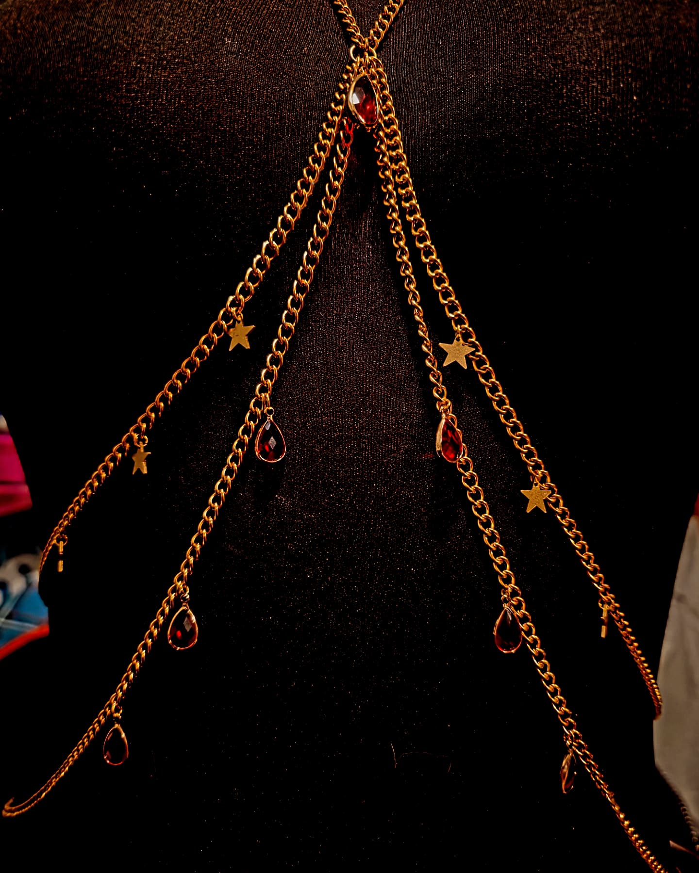 Twinkling rubies body chain