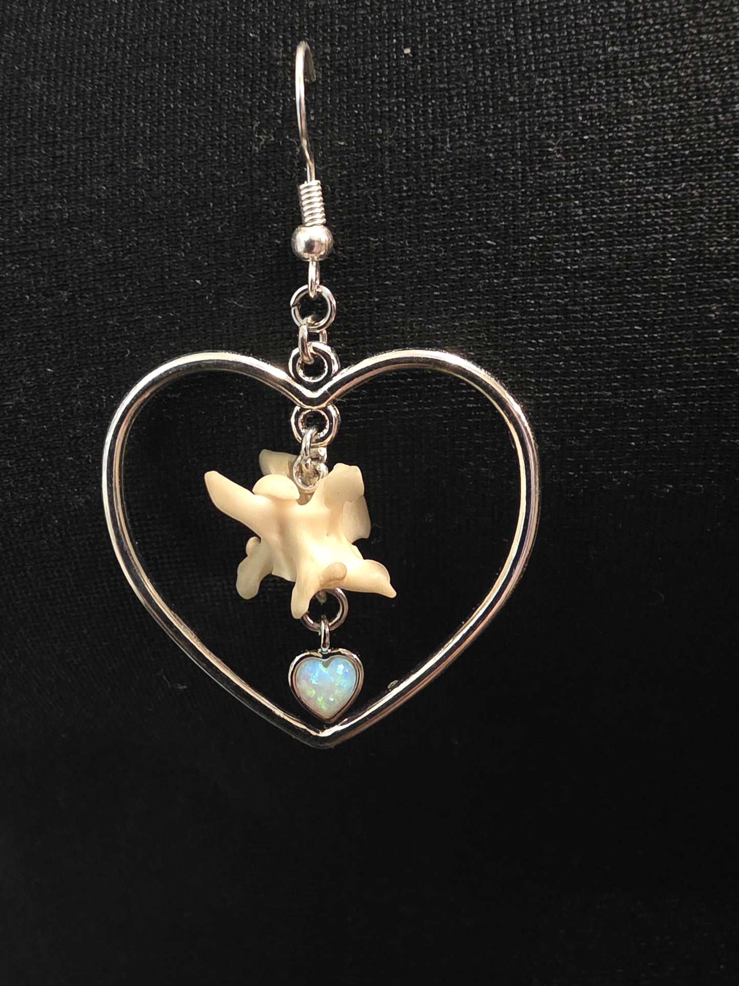 Opal Vertebrae and Heart Earrings