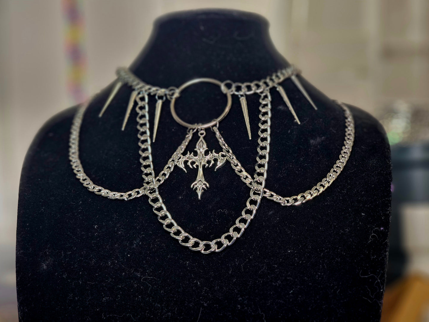 Goth Spike and Cross Choker