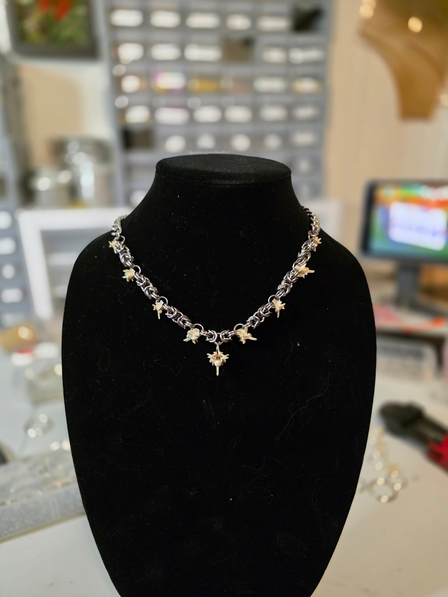 Chainmail Bone Necklace