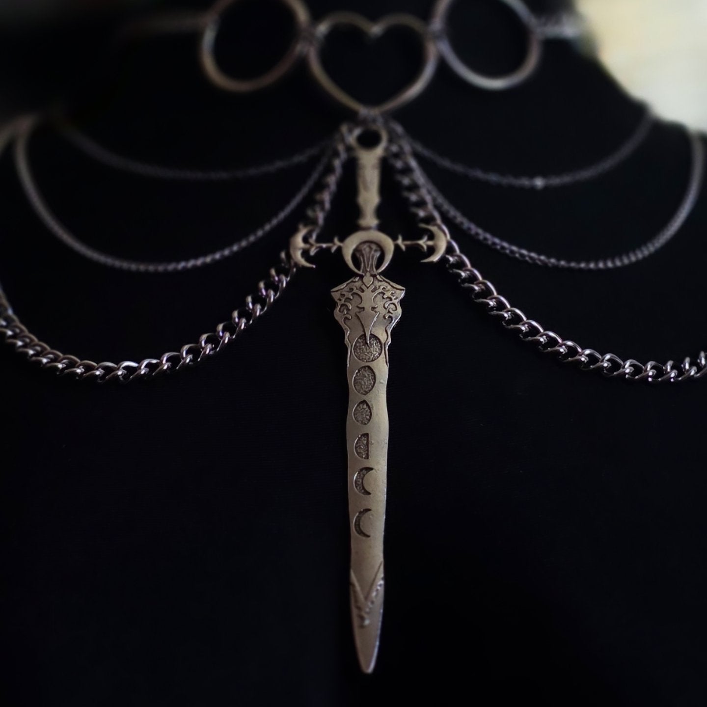 Moon Phase Sword Necklace