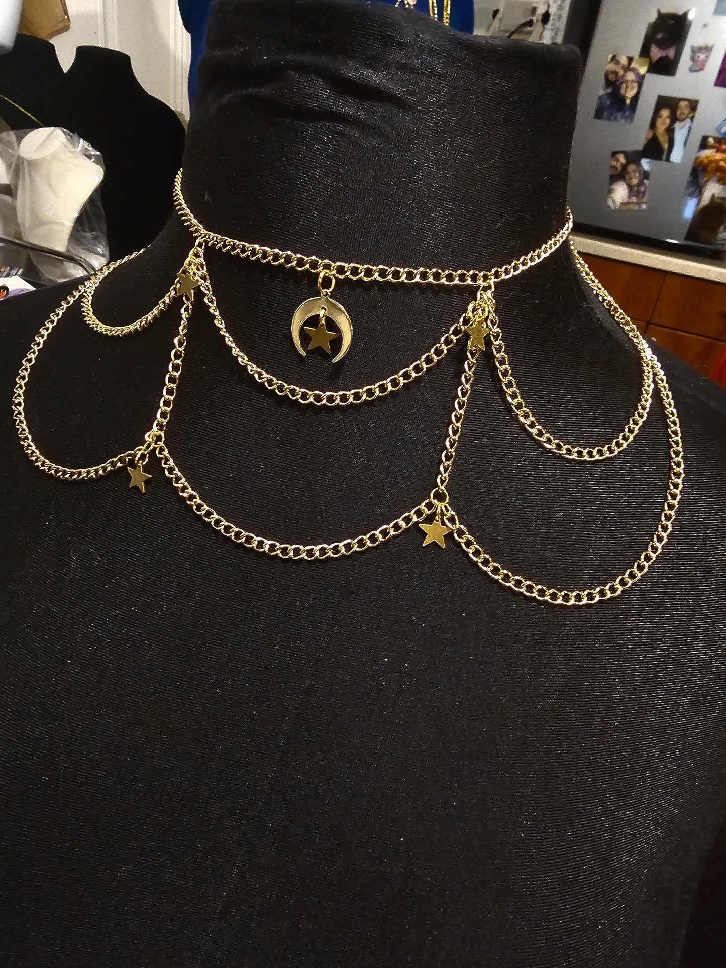 Moon and Star Ruffle Necklace