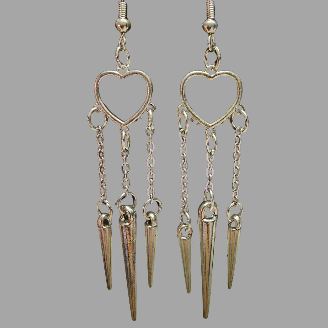 Silver Dangle Heart Earrings