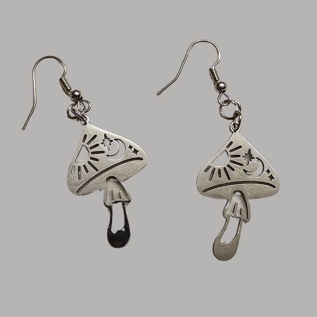 Silver Small Mushroom Earrings