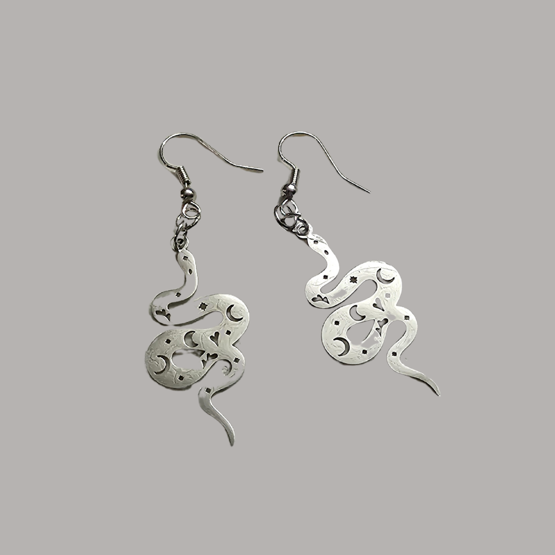 Silver Snake Charm Earrings