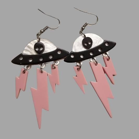 Pink UFO Earrings