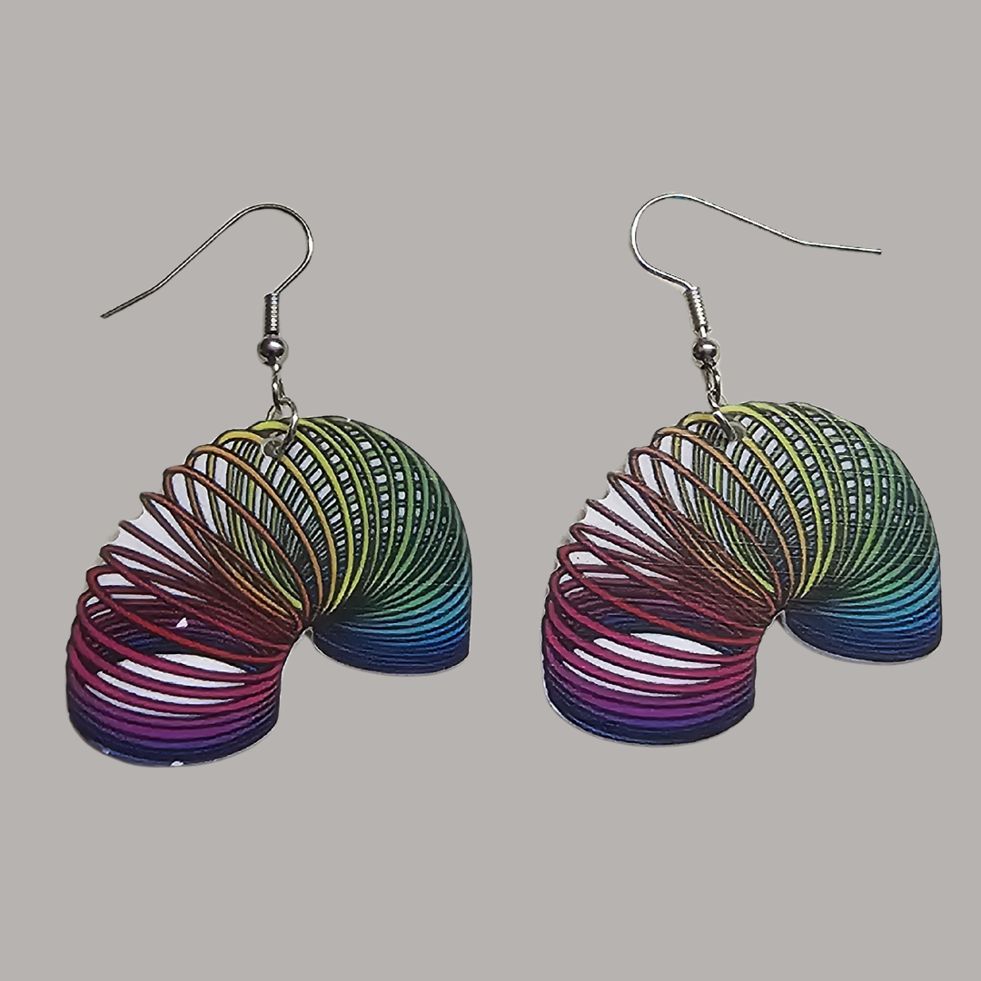 Acrylic Rainbow Slinky Earrings