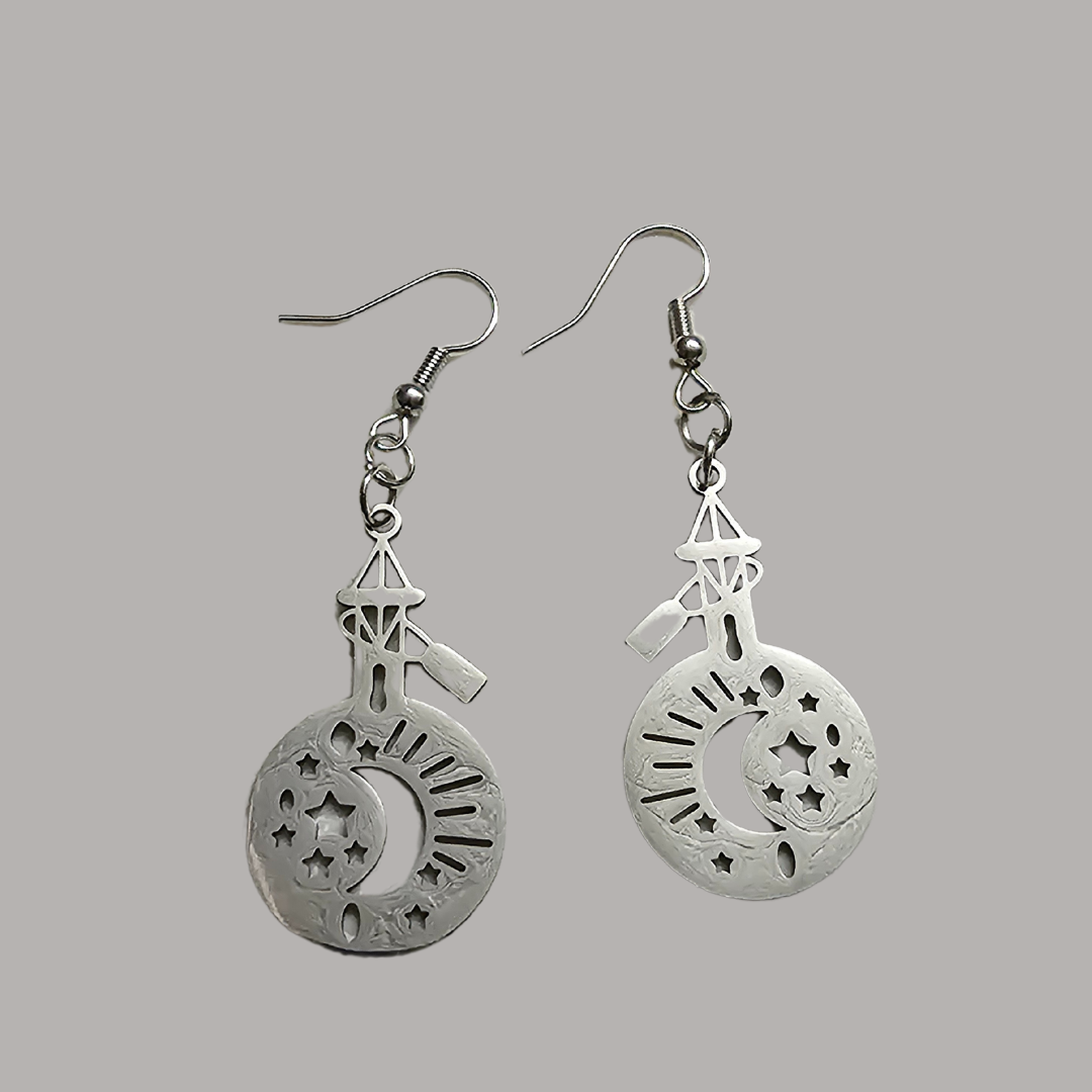 Silver Moon Potion Charm Earrings