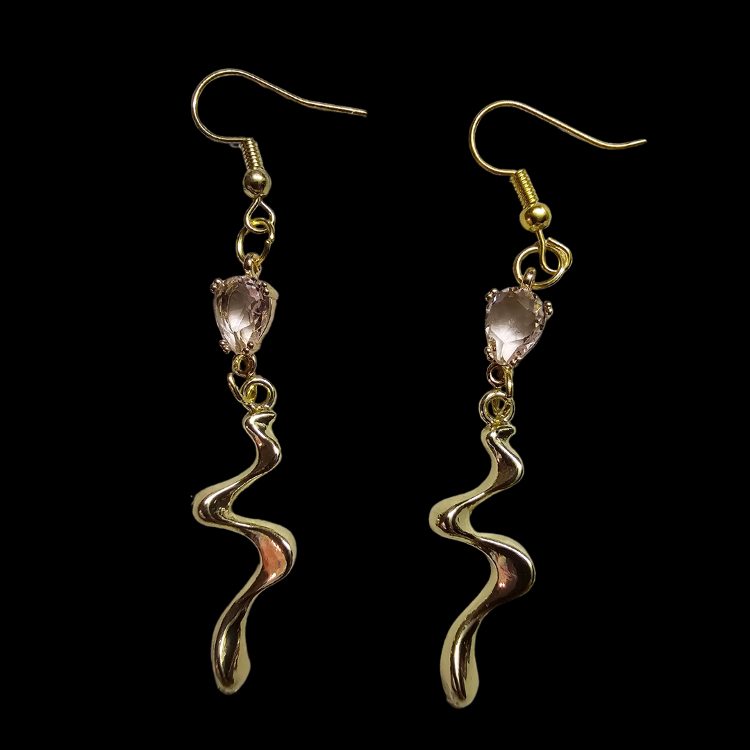 Pink and Gold Abstract Earrings