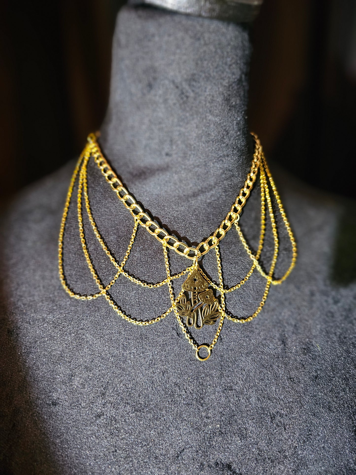 Gold Mushroom Lace Necklace