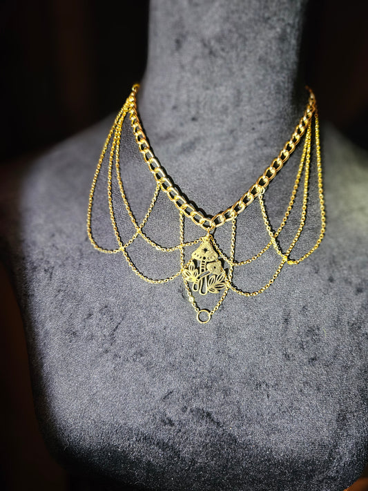 Gold Mushroom Lace Necklace