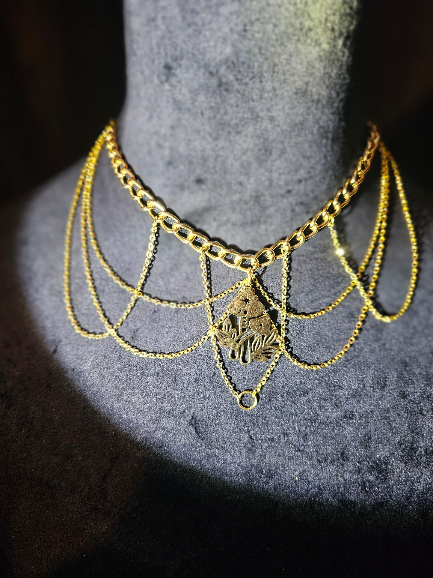 Gold Mushroom Lace Necklace