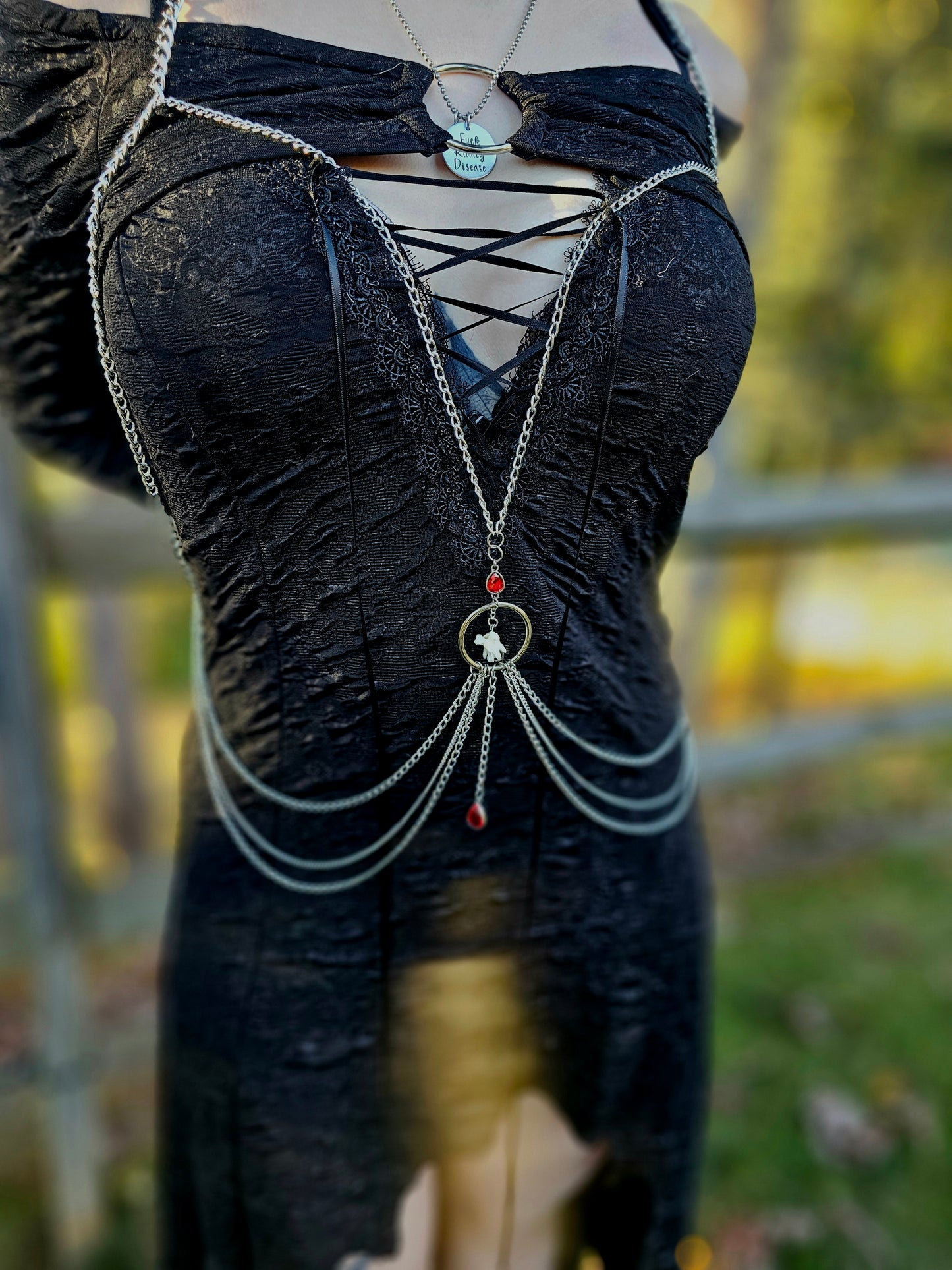 Garnet and Mink Body Chain