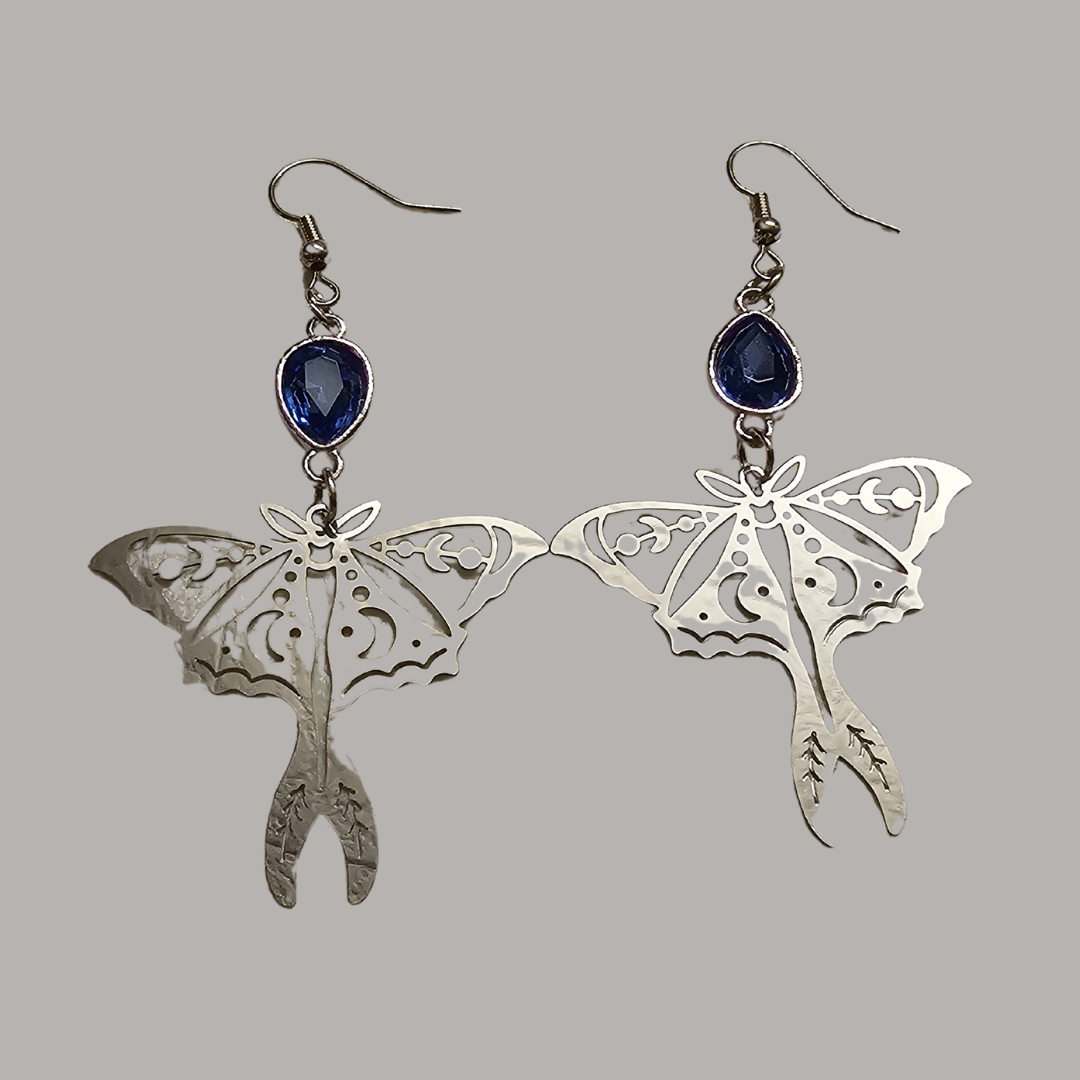 Blue Moth Earrings