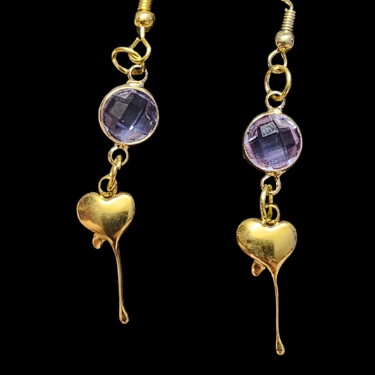 Purple Melting Heart Earrings