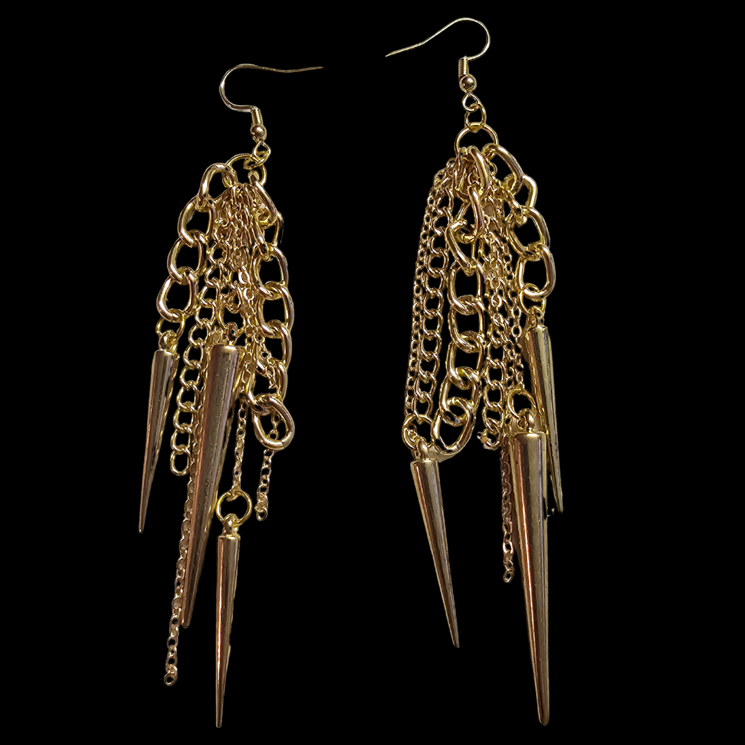 Gold Dangle Spike Earrings