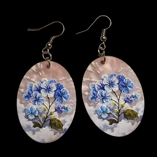 Acrylic Pastel Blue Flower Earrings