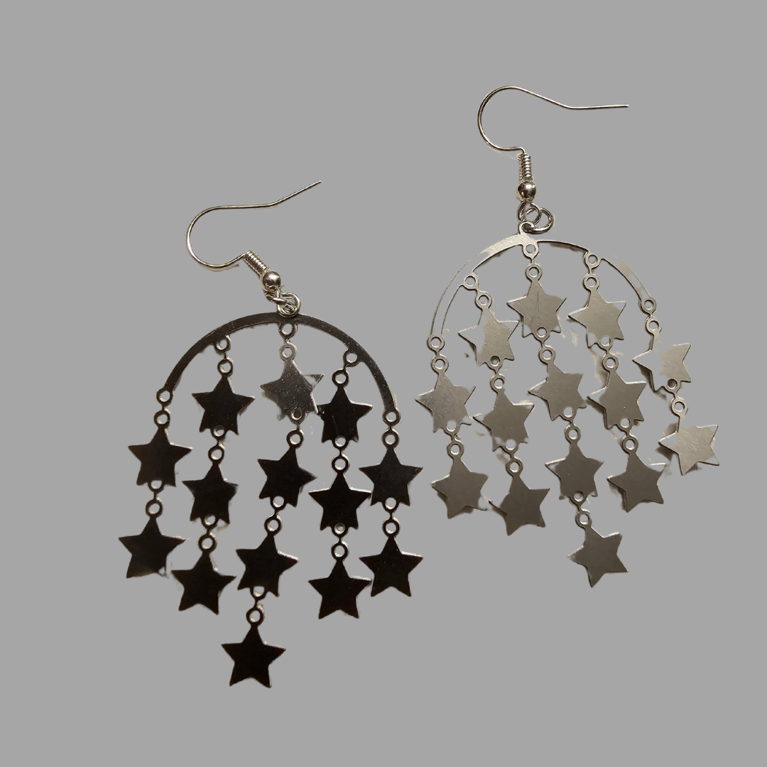 Silver Heart Rain Earrings