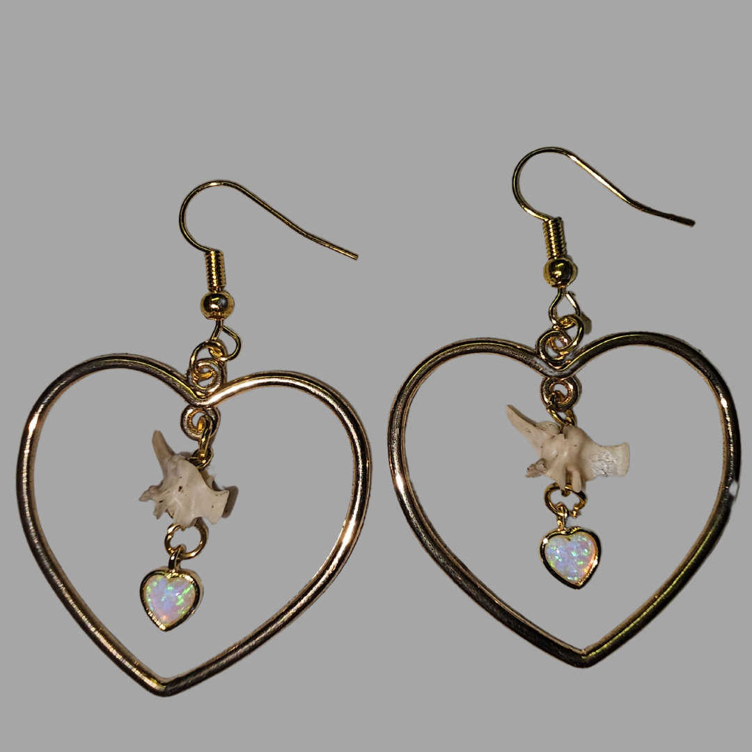 Opal Vertebrae and Heart Earrings