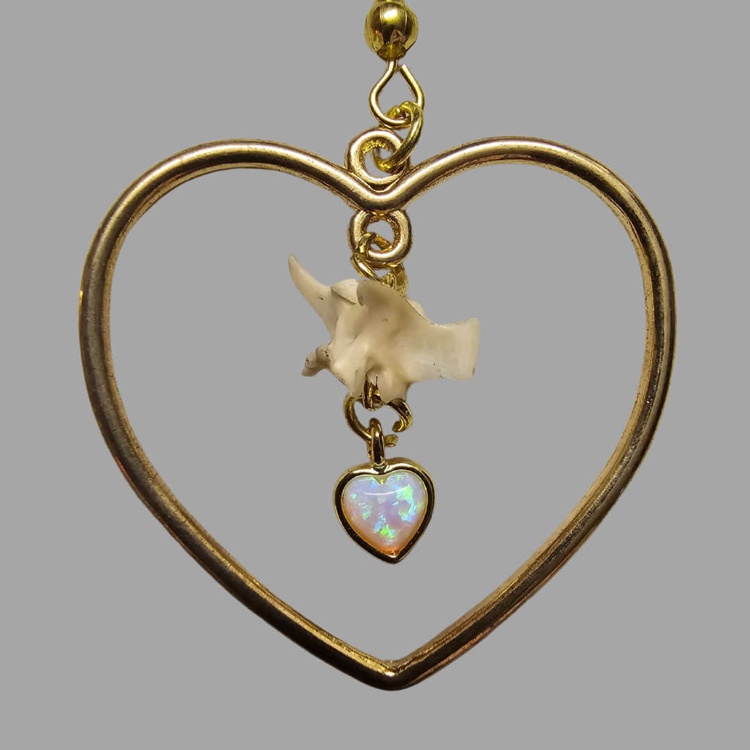 Opal Vertebrae and Heart Earrings