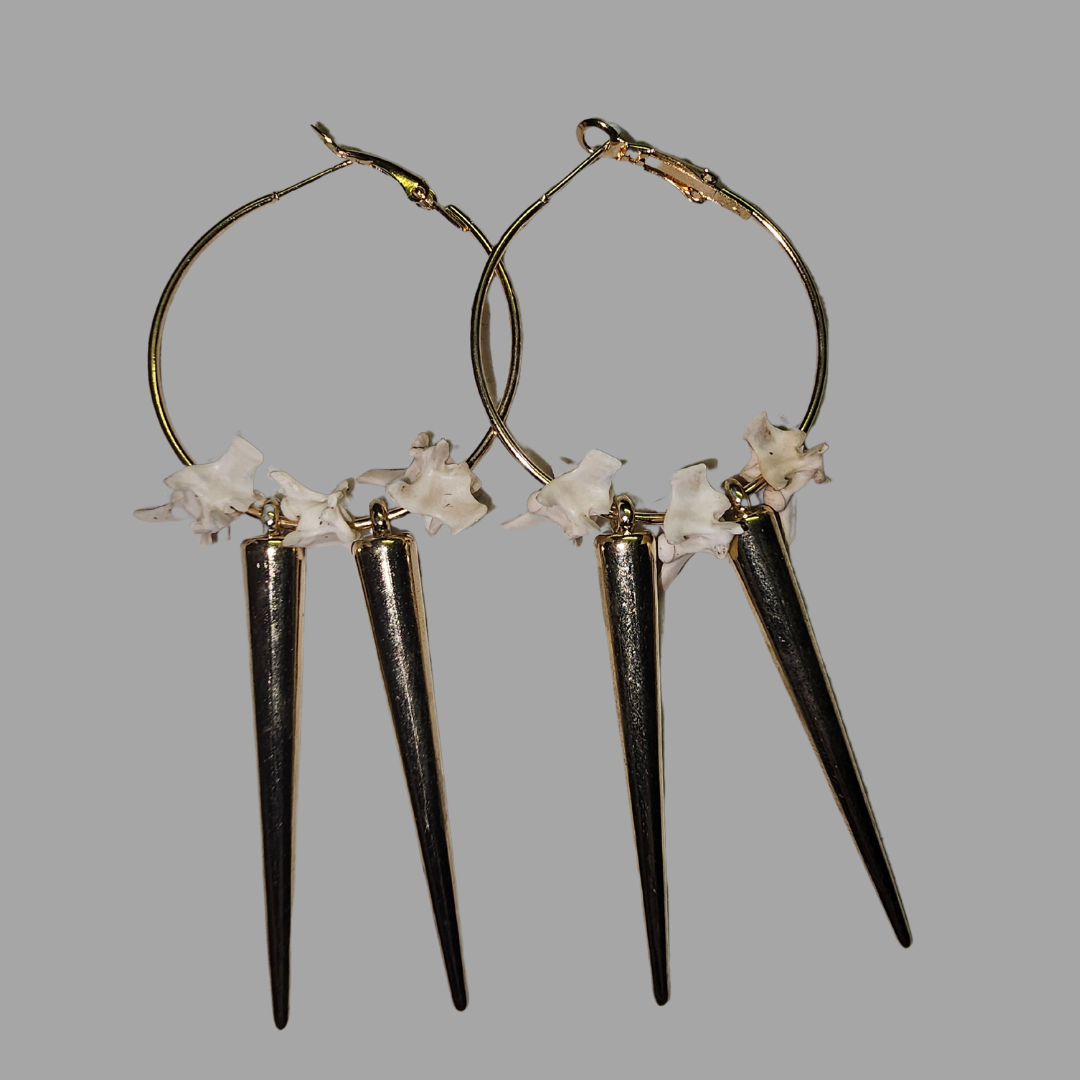 Gold Spike and Vertebrae Hoops