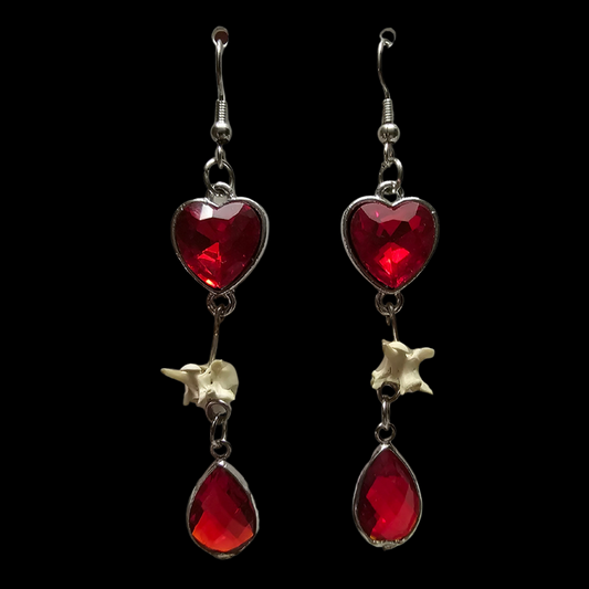 Garnet and Vertebrae Dangle Earrings