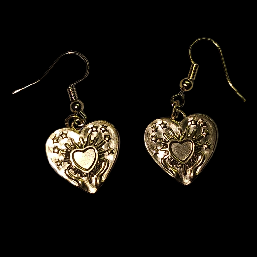 Gold Heart and Star Earrings