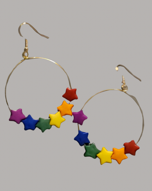 Rainbow Star Hoops