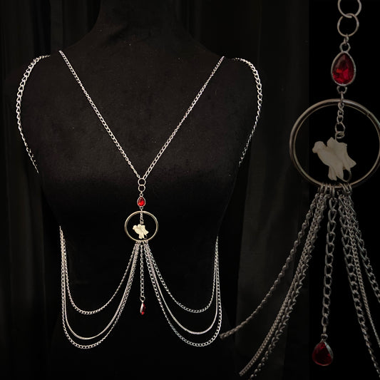 Garnet and Mink Body Chain