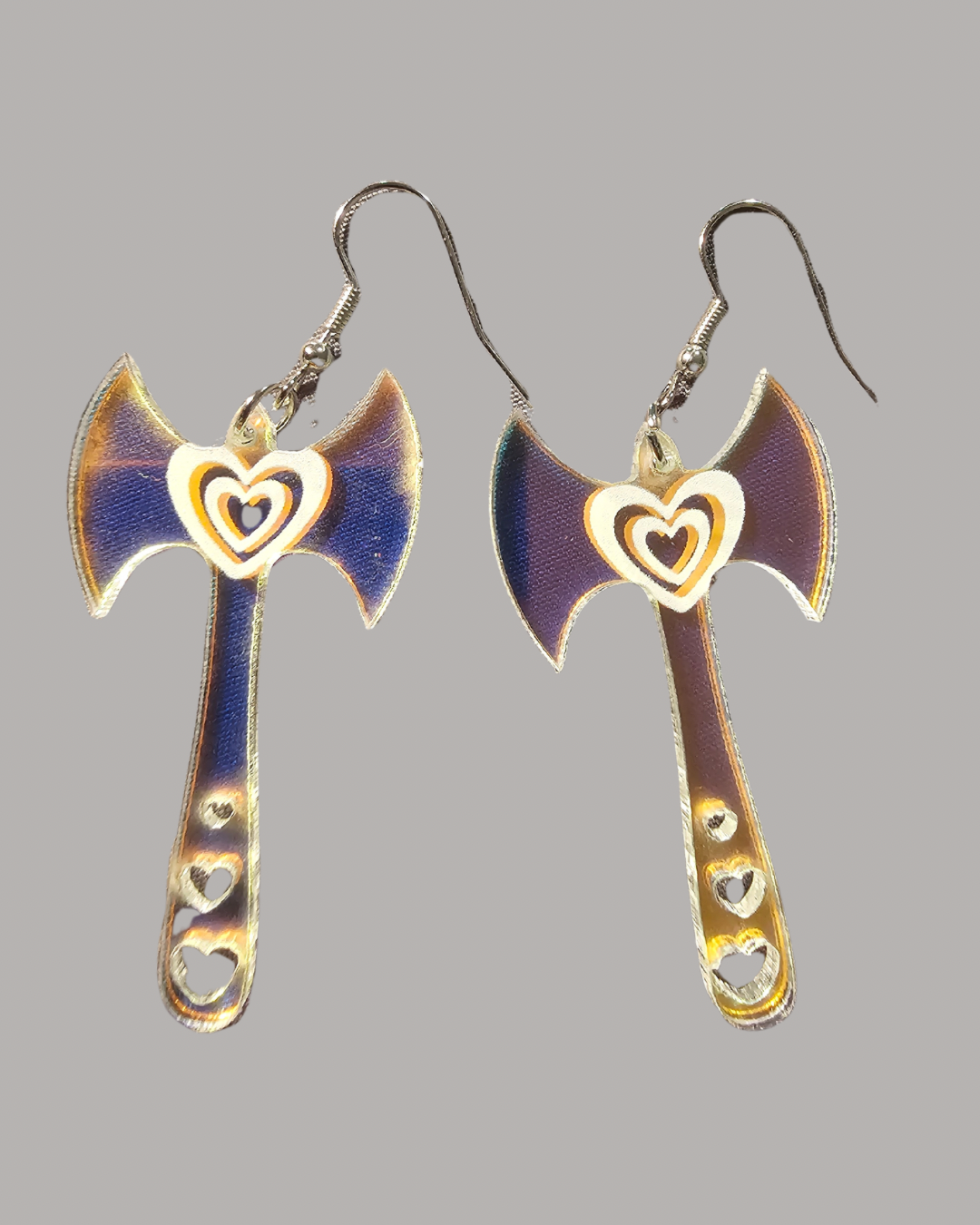 Holographic Axe Earrings