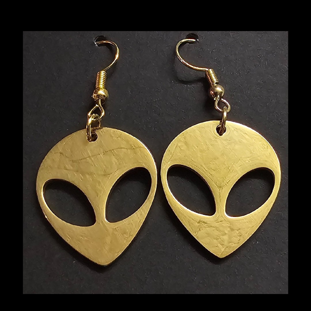 Gold Alien Earrings