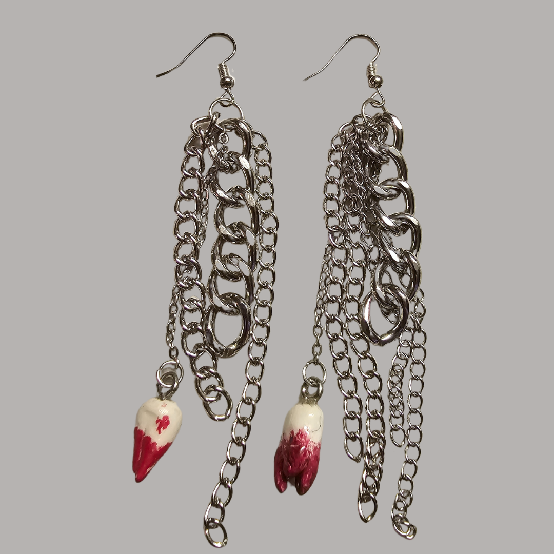 Chain Earrings With or Without Teeth