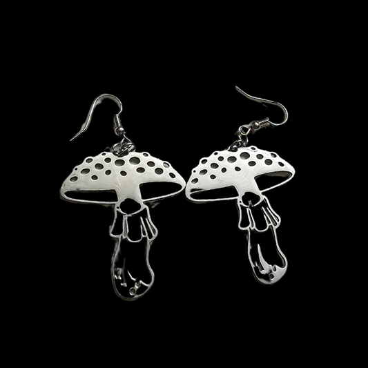 Silver Mushroom Earrings