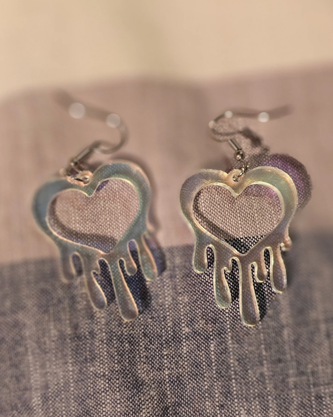 Holographic Heart Drips Earrings