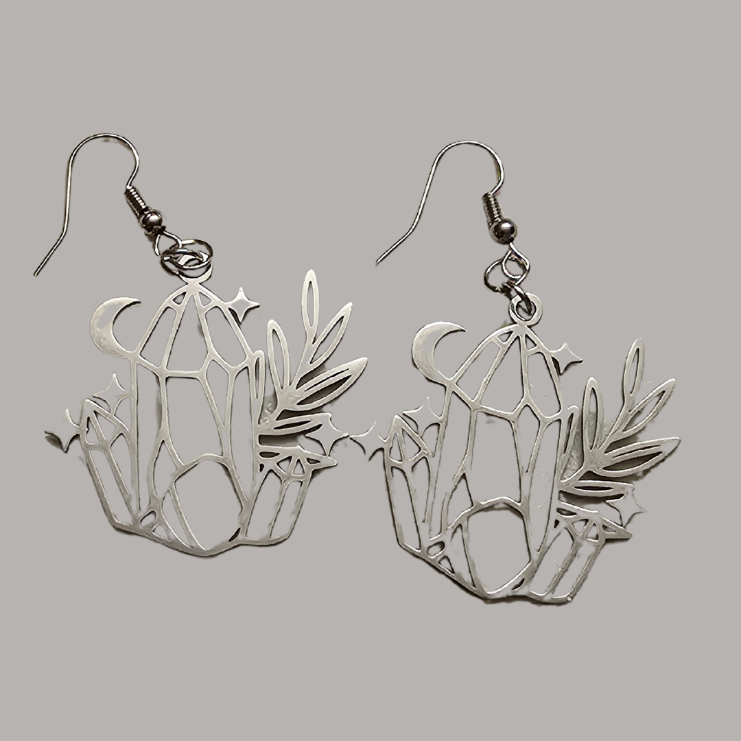 Silver Crystal Charm Earrings