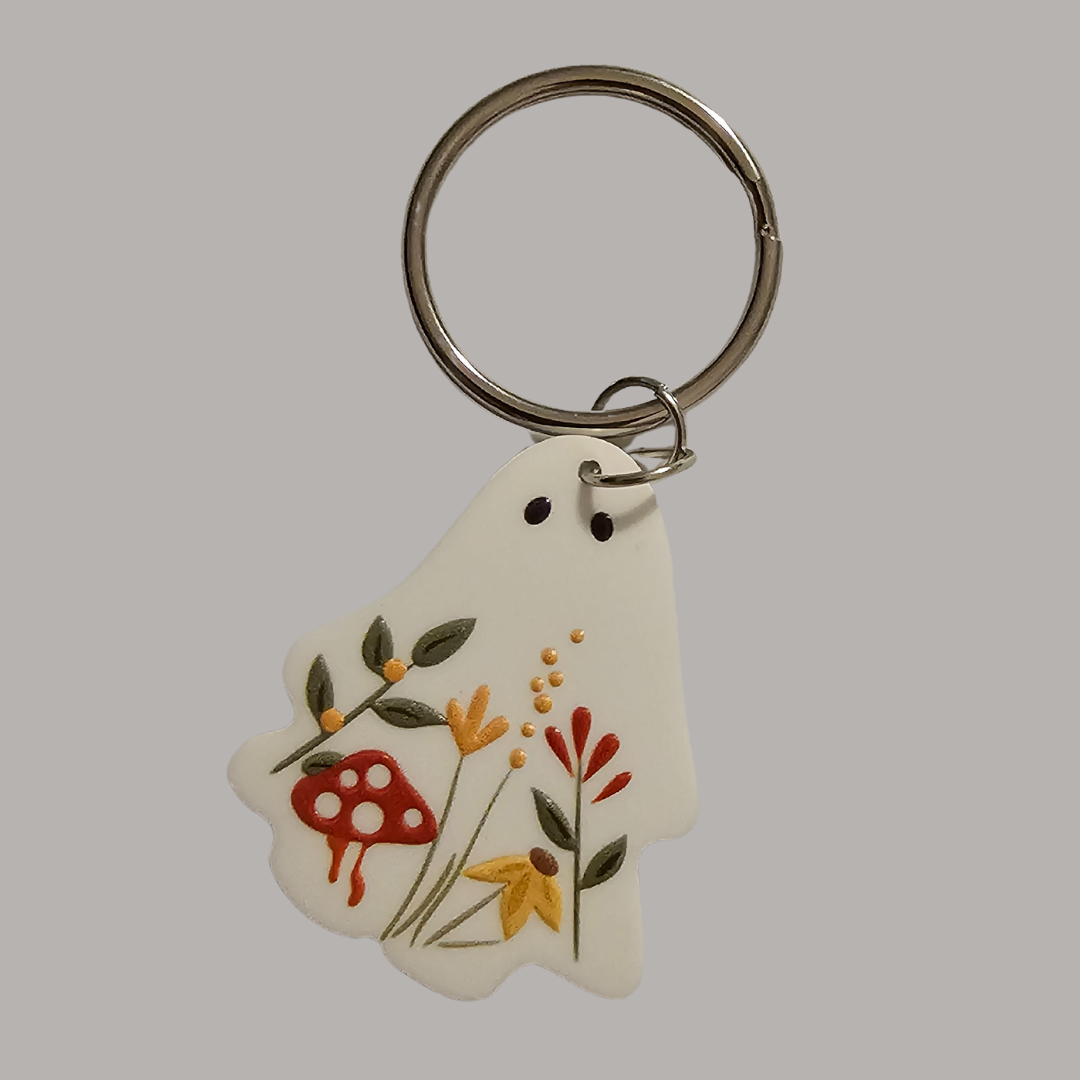 Floral Ghost Keychain