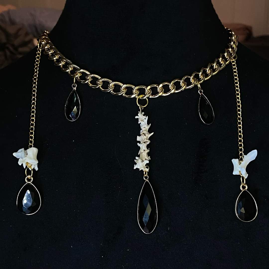 Black Glass Vertebrae Necklace