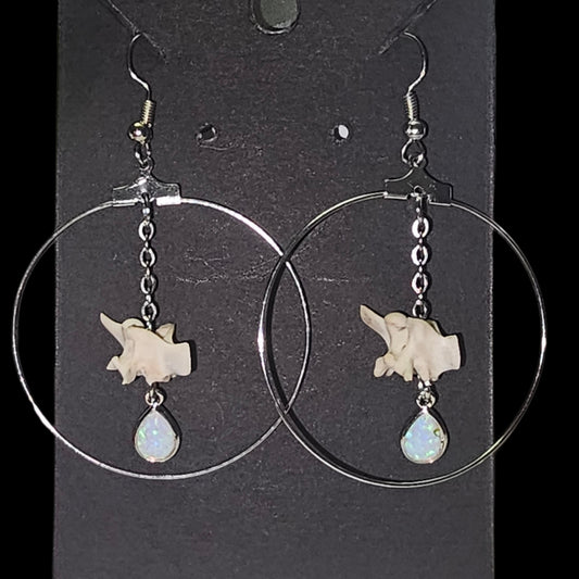 Silver Opal Hoop Earrings