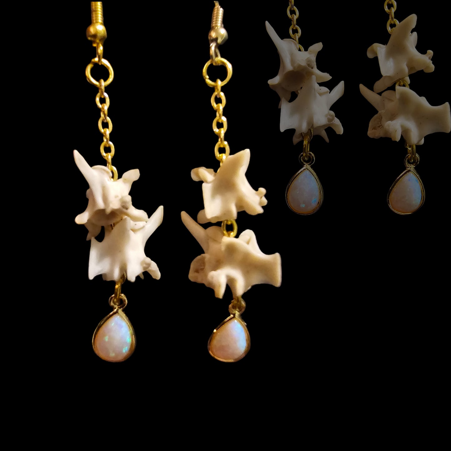 Opal Drop Vertebrae Earrings