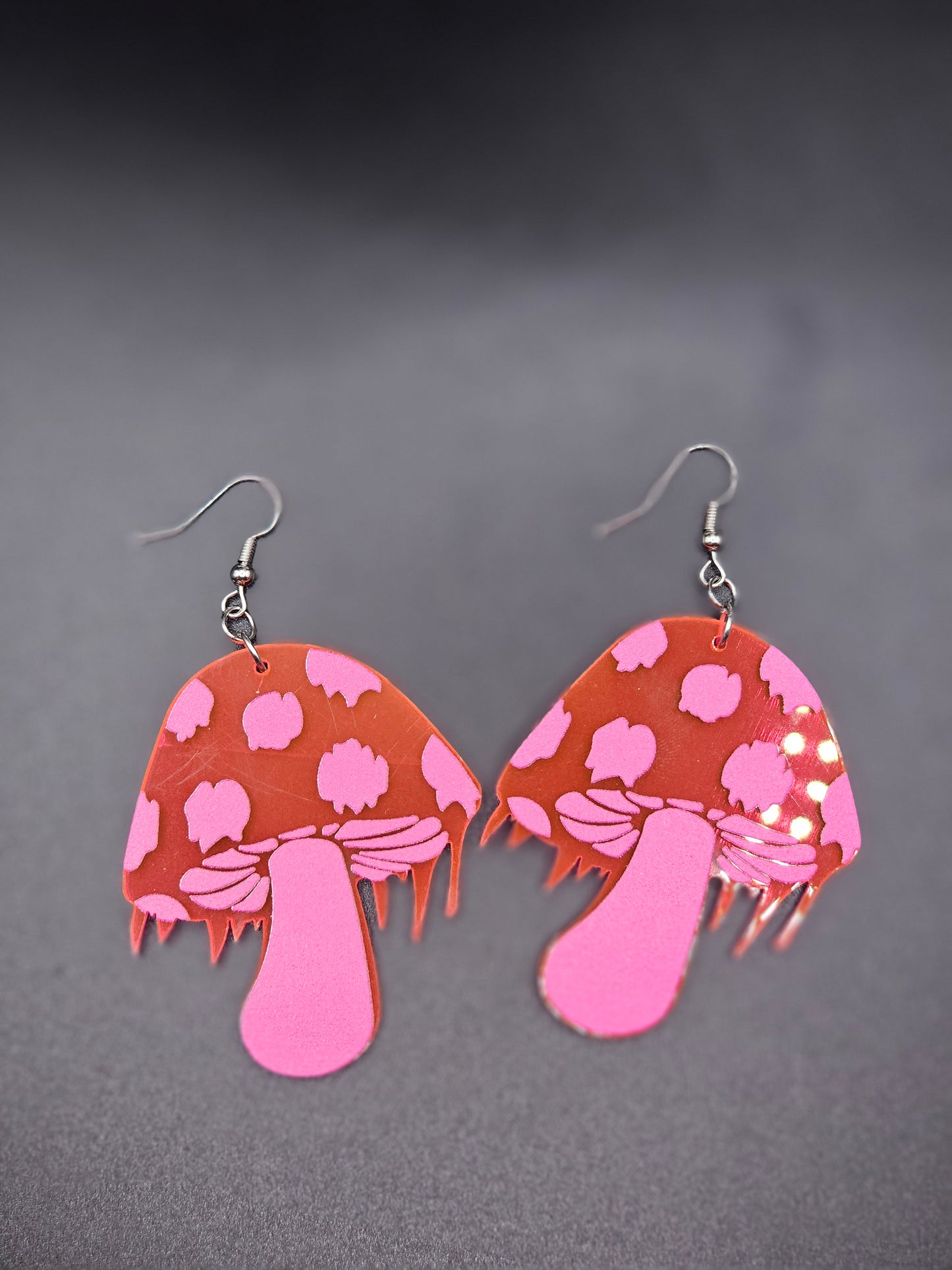 Trippy Pink Mushroom Earrings