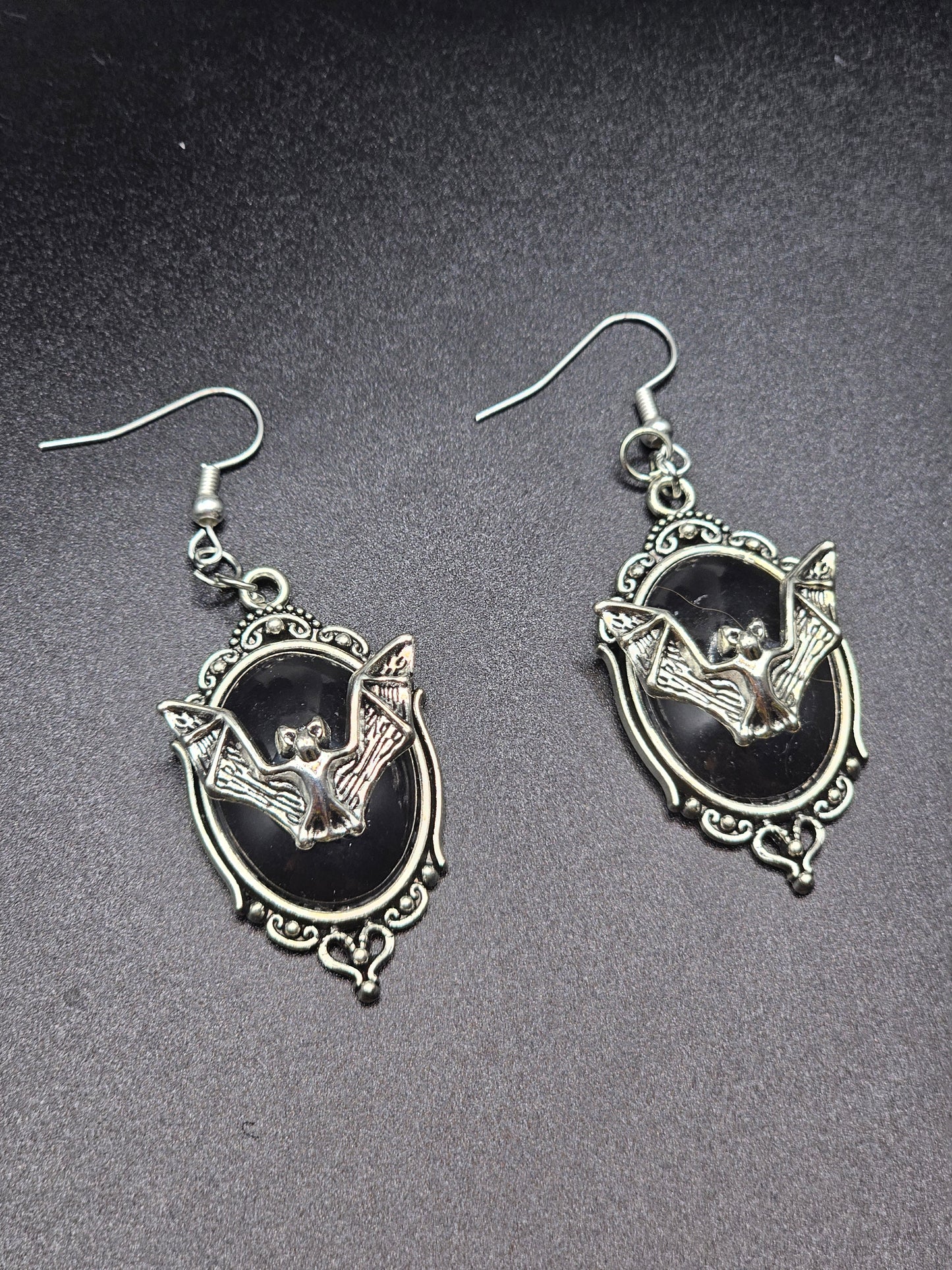 Bat Cameo Earrings