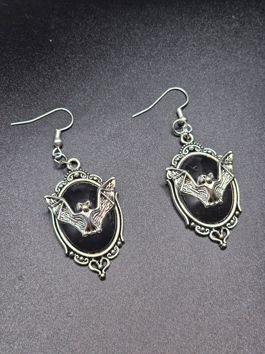 Bat Cameo Earrings