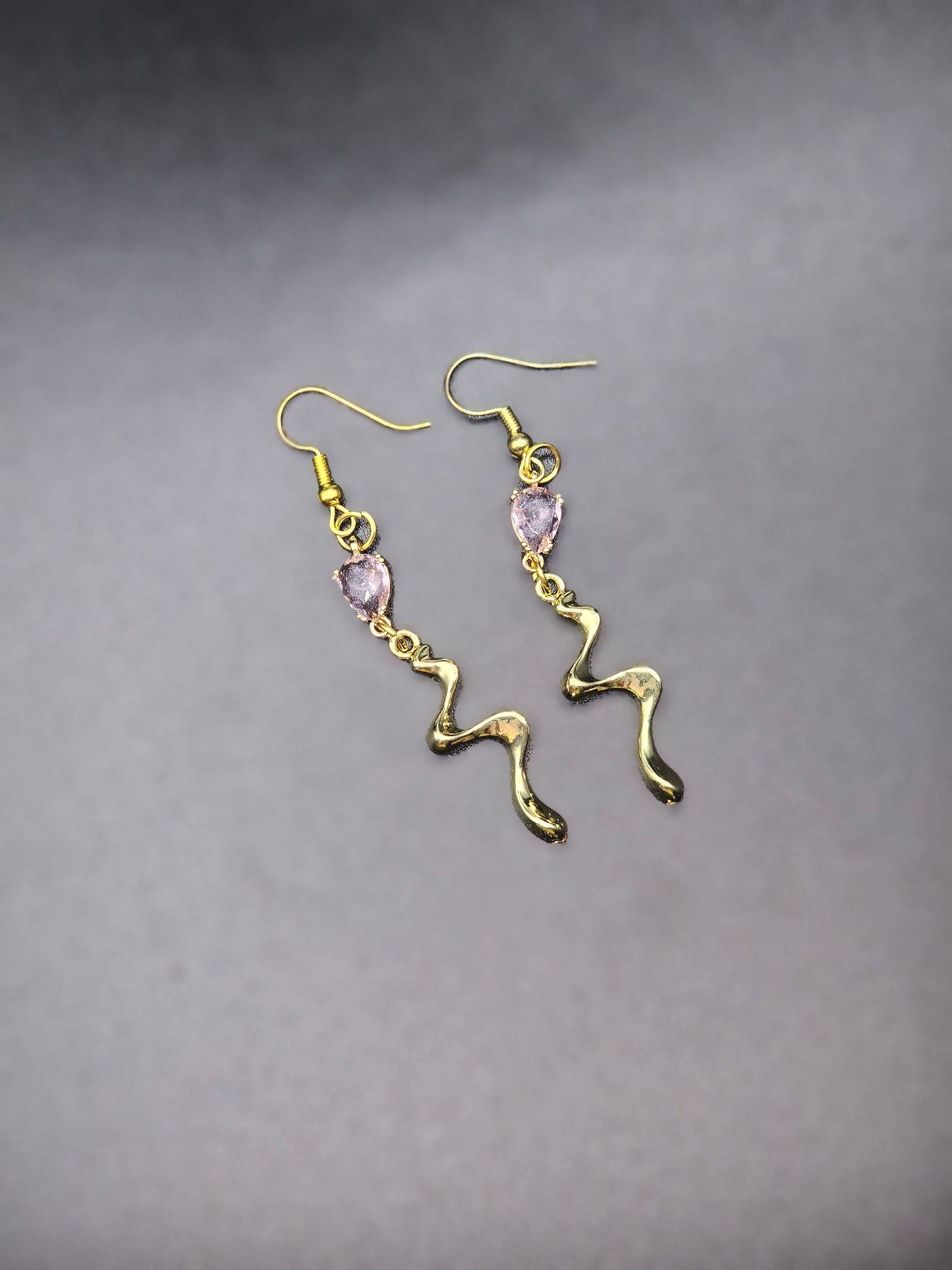 Pink and Gold Abstract Earrings