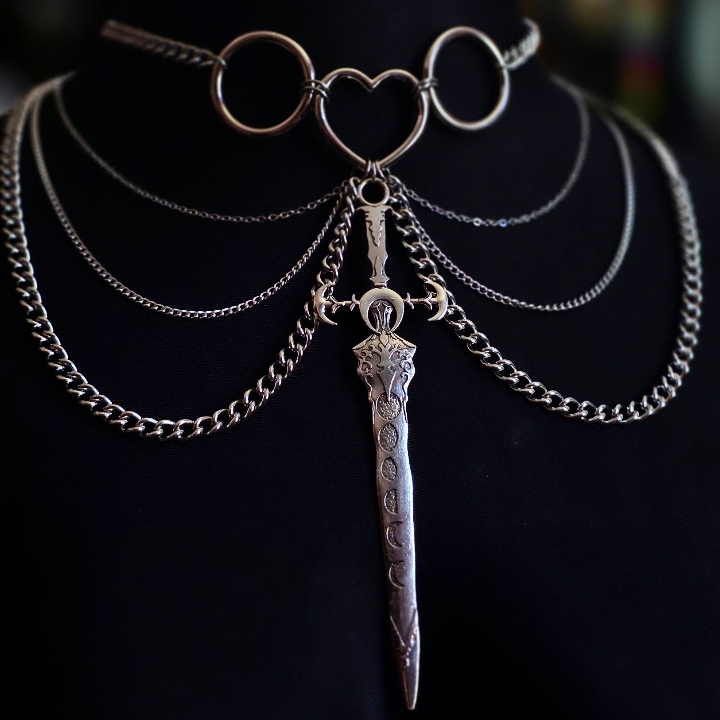 Moon Phase Sword Necklace