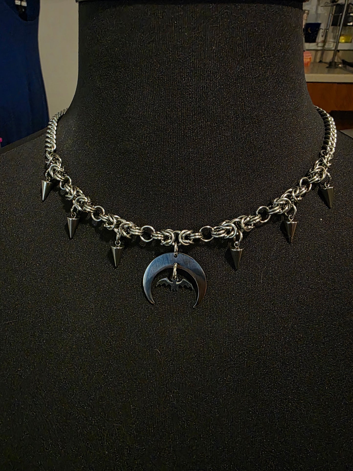 Moon Bat Chainmail Necklace