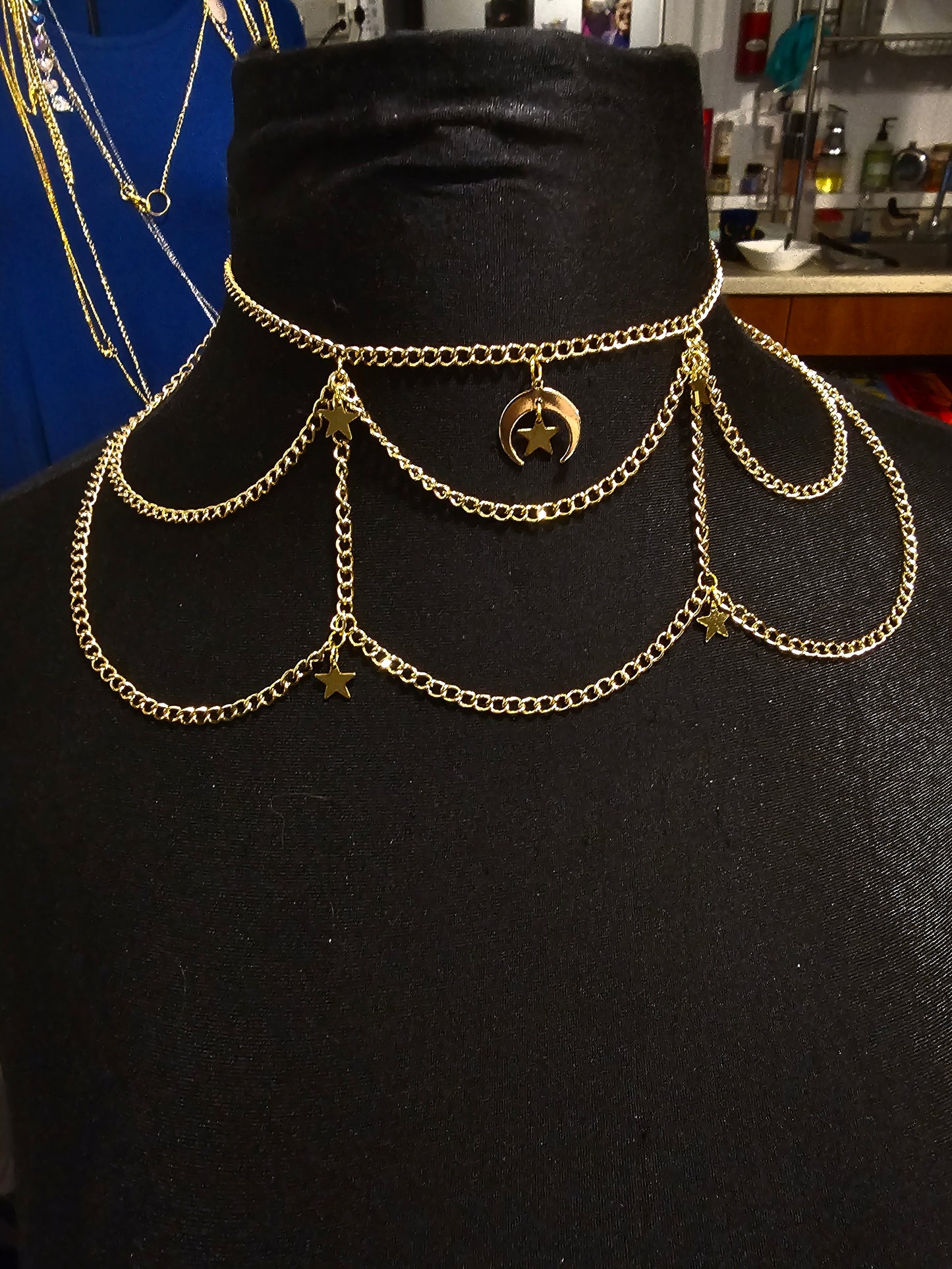 Moon and Star Ruffle Necklace