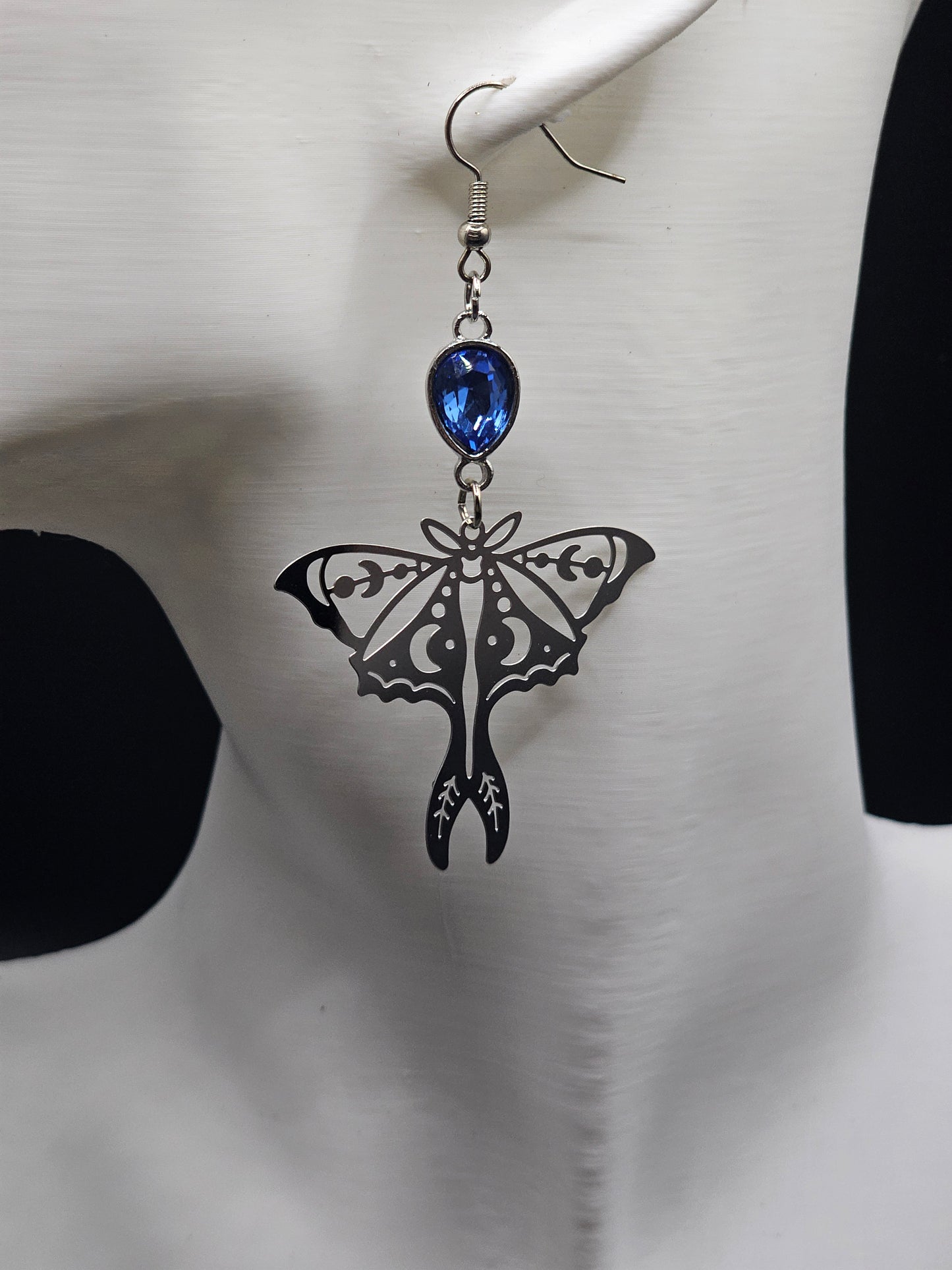 Blue Moth Earrings