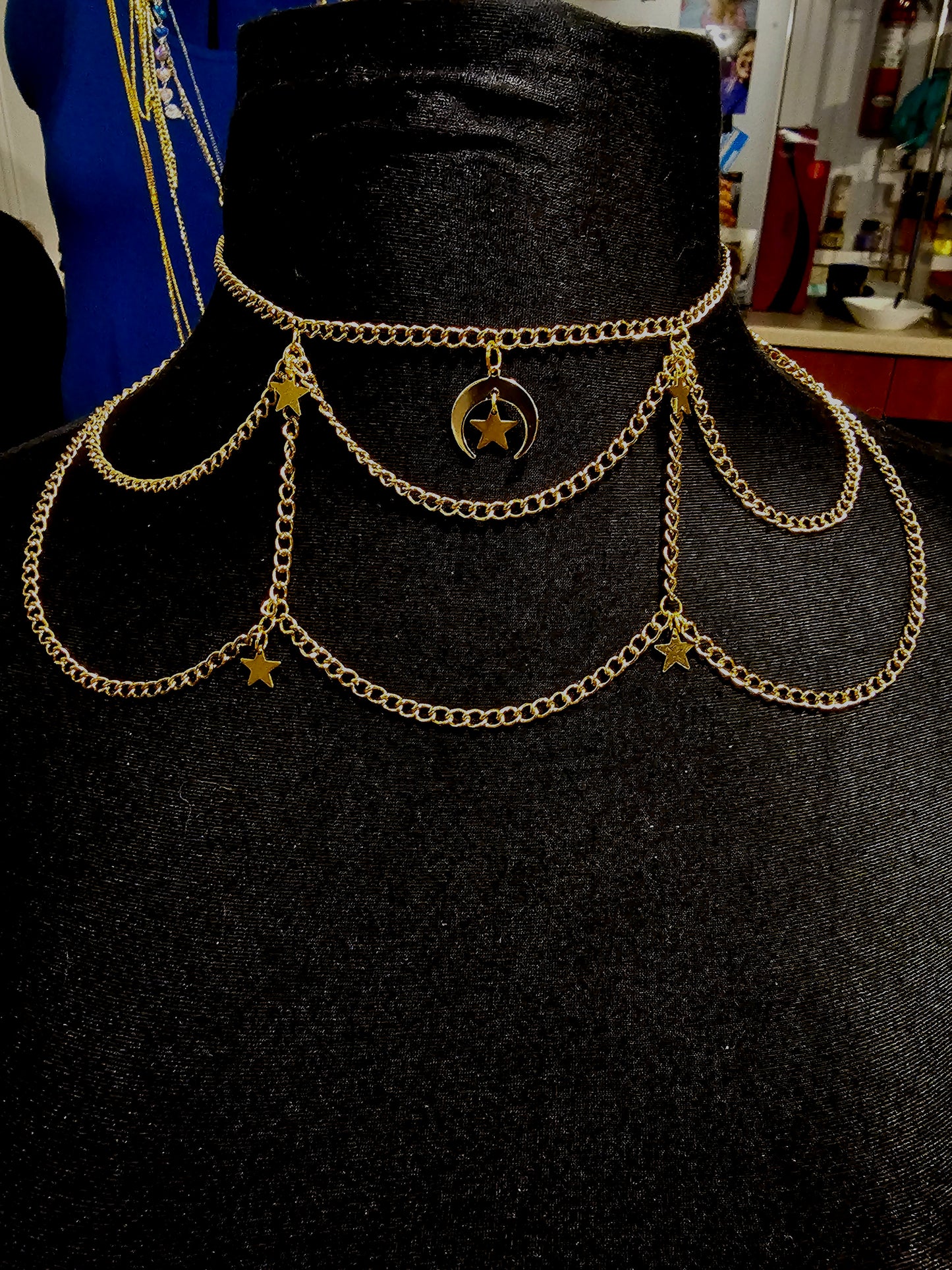 Moon and Star Ruffle Necklace