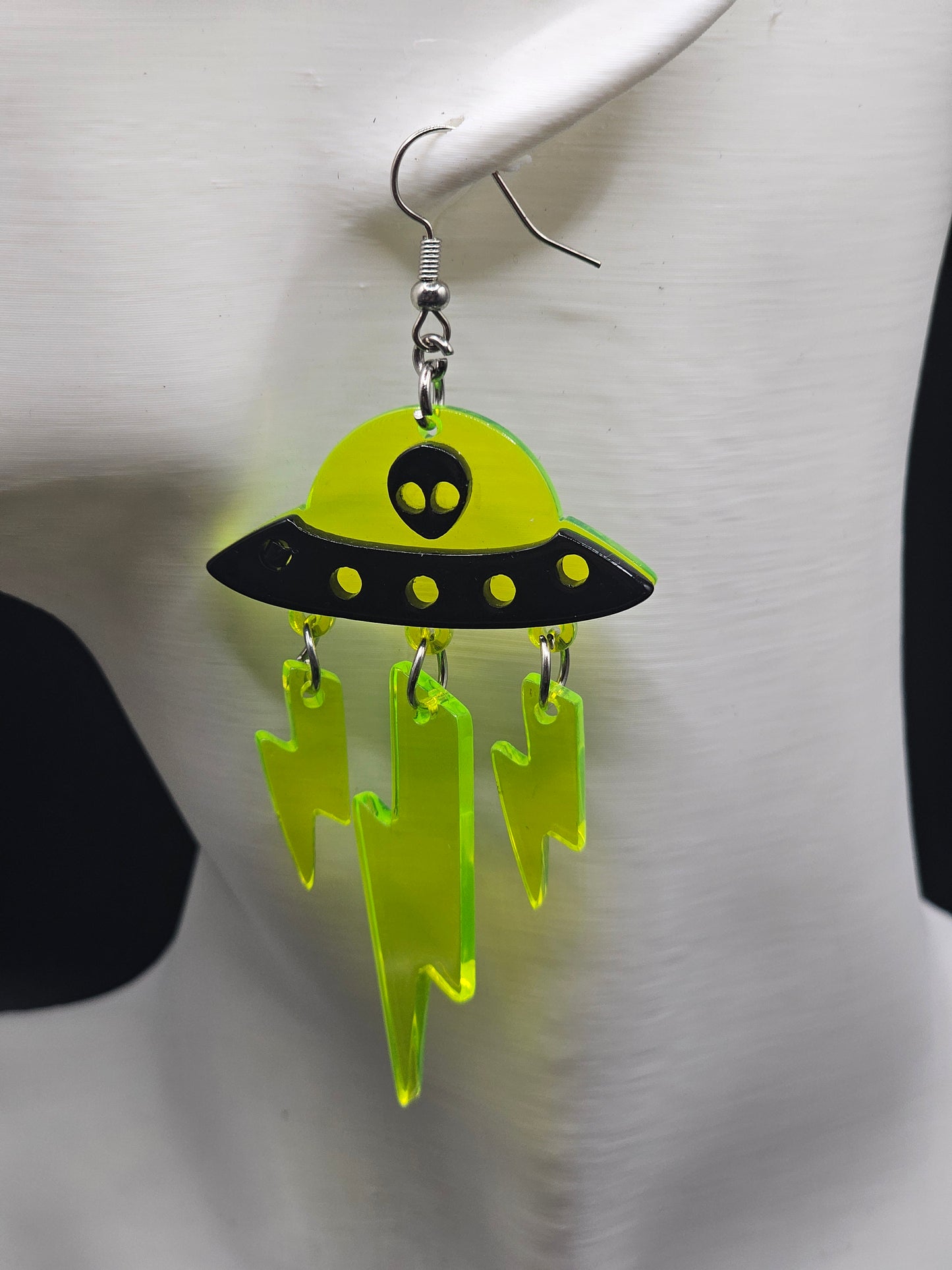 Green UFO Earrings