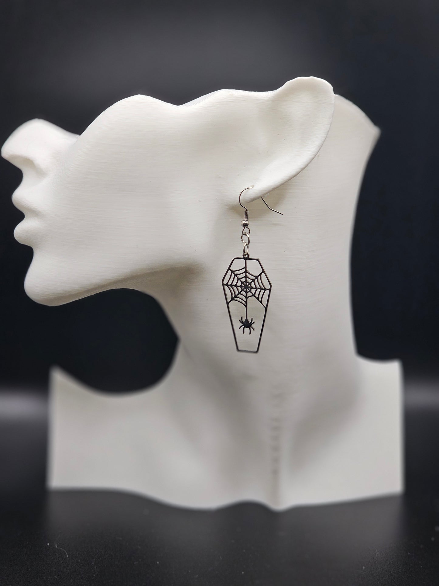 Spider Web Coffin Earrings